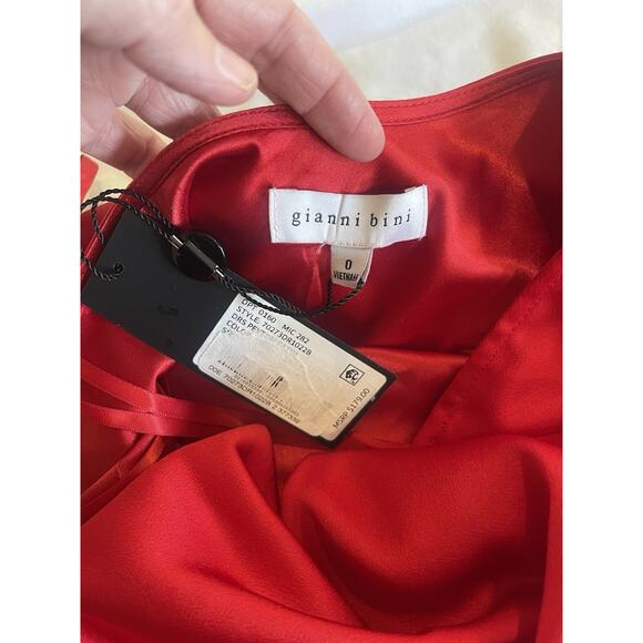 NWT Gianni Bini Y2K Peyton Red Satin Slinky Halter Dress 0 NWT - Picture 7 of 7